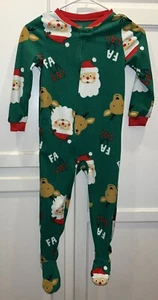 CARTERS Boy's Sz 5T  Footed Sleeper Santa One Piece Fleece Footie Pajama - Picture 1 of 4