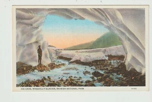POSTAL PERSONA EN CUEVA DE HIELO NISQUALLY GLACIER RANIER PARQUE NACIONAL WASHINGTON - Imagen 1 de 1