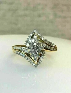 2CT Round Cut Lab-Created Diamond Women Engagement Ring 14K Yellow Gold Plated - Picture 1 of 7
