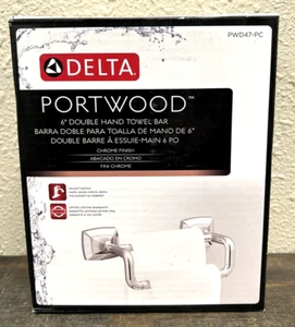 Delta Double Hand Towel Bar in Chrome Portwood 6 in. PWD47-PC Bathroom Remodel - Picture 1 of 2