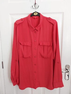 Next Long Sleeve Red Button Up Shirt Size 18 - Image 1 of 4