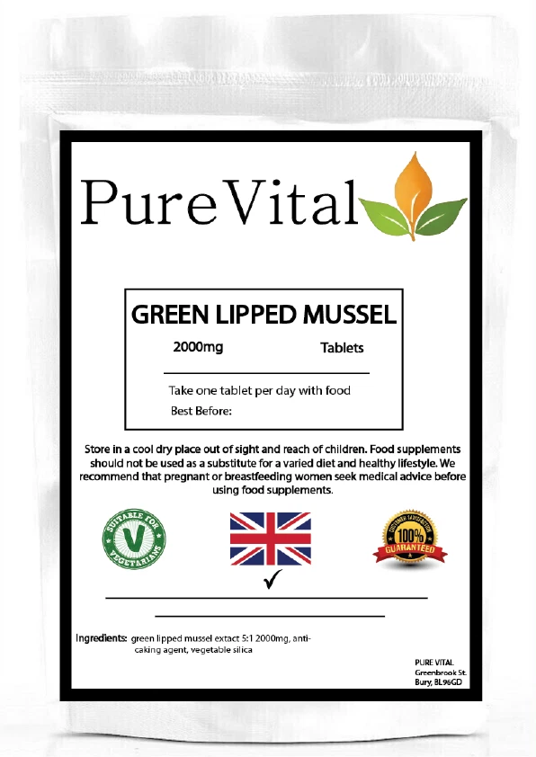 Green Lipped Mussel 2000mg Tablets – Joint Health & Mobility Support | PureVital