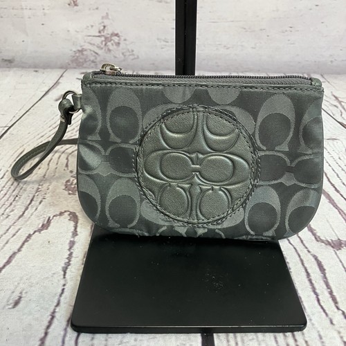 Coach Bracciale Grigio Antracite Firmato Tessuto F47826 Sis Medaglione Logo