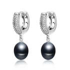 Stunning Simulated Diamond & Freshwater Pearl Drop Earrings