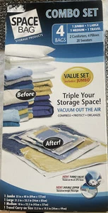 Original Space Bag Vacuum Bags Set 4 Piece Medium Large Jumbo Travel Clear NEW - Picture 1 of 5