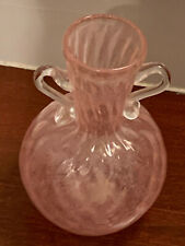 Italian Vennini Style Handblown Murano Pink Glass Mid Century Vase...