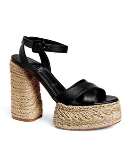 CHRISTIAN LOUBOUTIN Super Mariza black leather platform espadrille sandals 10 40 - Picture 1 of 14