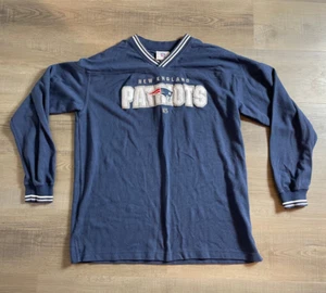 New England Patriots NFL V-Neck Mens XL Blue Fleece Pullover VTG Football - Picture 1 of 7