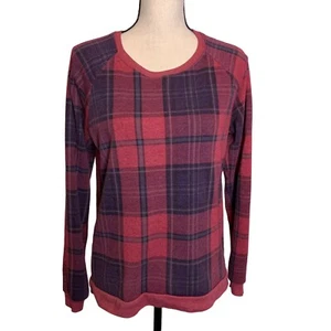 Alternative Earth Shirt Womens Small Red Plaid Sweatshirt Long Sleeve - Picture 1 of 10