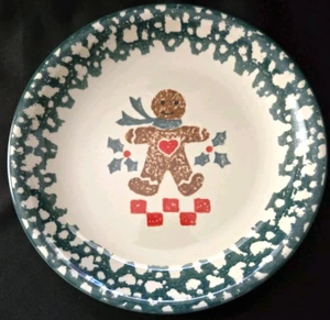 SET OF 4 TIENSHAN GINGERBREAD MAN STONEWARE SALAD PLATES 7 3/4" - Picture 1 of 2