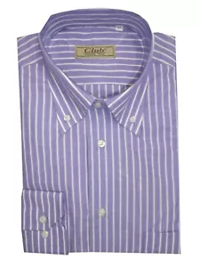 Camicia Uomo a manica lunga 100 cotone Buttom down a righe a fantasia casual M - Foto 1 di 2