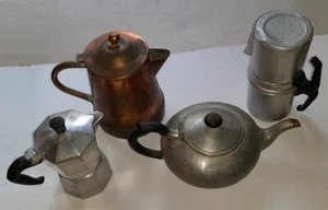 Piccola collezione Vintage caffettiera teiera rame bollitore accaio napoletana - Foto 1 di 7