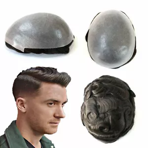 Mens Hair Replacement System Natural Thin Skin V-Loop Toupee Human Hairpieces #2 - Picture 1 of 7