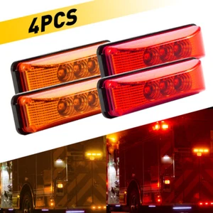 4PCS Marker Lights 4inch LED Truck Trailer Clearance Side Light Bar Amber Red - Picture 1 of 12