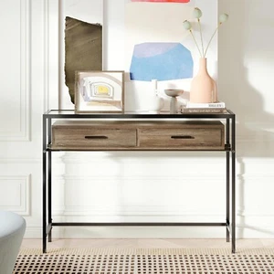 City Minimalist Entryway Console Table - 43 Inch Narrow Console Table 2 Drawers - Picture 1 of 7