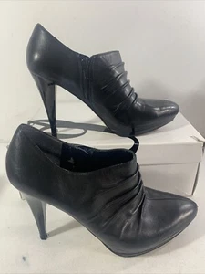 NINE WEST Black Leather Ankle Boots. very high. platform Size UK 6.5 EU39 RRP£75 - Picture 1 of 12