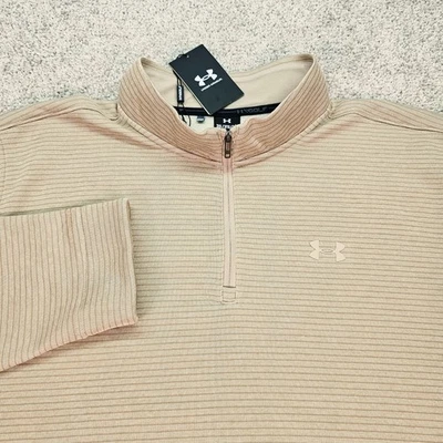 Pullover Under Armour Golf Hombres 3XL Beige Rayas Cuarto Cremallera Tecnología Tormenta Nuevo con Etiquetas Foto 1 de 4