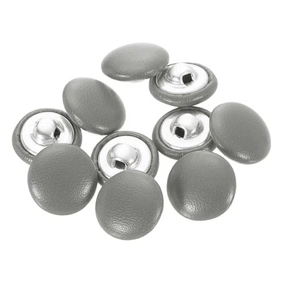 10pcs PU Leather Covered Button 15mm Aluminum Shank Round Button, Grey - Image 1 of 4