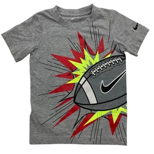Nike Boys Sz Medium 6 The Nike Tee Football Neon Yellow Red TShirt - Picture 1 of 6