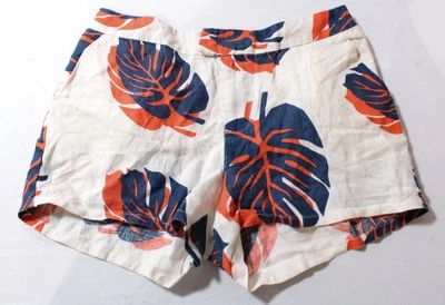 Pantalón Corto para Mujer Lucky Brand Estampado de Hojas Tiradas Informal 100% Lino AC2 Marfil Talla 0 Foto 1 de 3