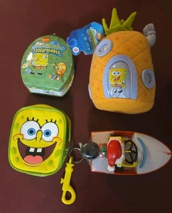 Nickelodeon 2002 SpongeBob SquarePants Pineapple Plush Tin Candy Dispenser Bag - Picture 1 of 8