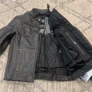 XElement Motorcycle Jacket W/Zip Liner Black Heavy Duty 100% Leather - Sz Small - Picture 1 of 6