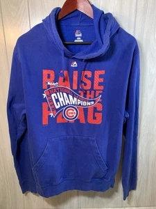2016 Chicago Cubs NL Champions Hoodie Mens Large RAISE THE FLAG Majestic - Picture 1 of 6