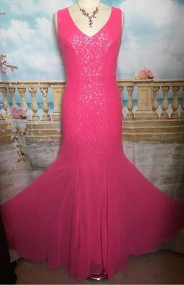 Pink Boutique 8 Chiffon Sequin Occasion Maxi Dress Floaty Prom Evening Formal - Image 1 of 4