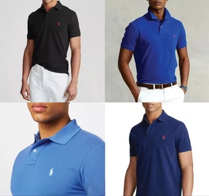 Polo Ralph Lauren Mens Custom Slim Fit Small Pony Logo Mesh Polo - Picture 1 of 16