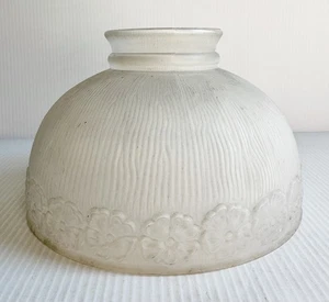 Antique Frosted Glass Lamp Light Shade Floral Relief Pattern 4” Or 10” Fitter - Picture 1 of 11