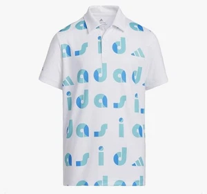 ADIDAS Graphic Print Golf Polo Shirt Boy’s Size XL 15/16 Youth NEW Active Sports - Picture 1 of 11
