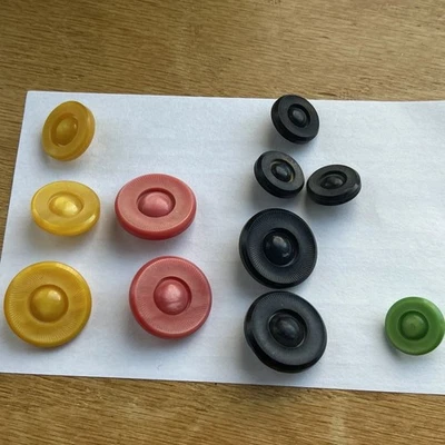 VTG Set of 11 Multi Color Plastic Hat Buttons Metal Shank 1”,  3/4”, And 5/8” - Image 1 of 4