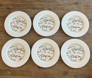 Lenox Sleighride Christmas salad Plate 8" Fine Bone China Green Trim - Picture 1 of 5