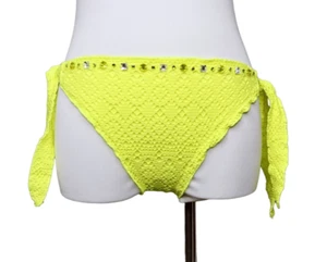 Victoria's Secret Bikinihose gelb mit Schmucksteinen zum Binden niedriger Bund Schwimmhose MEDIUM - Bild 1 von 8