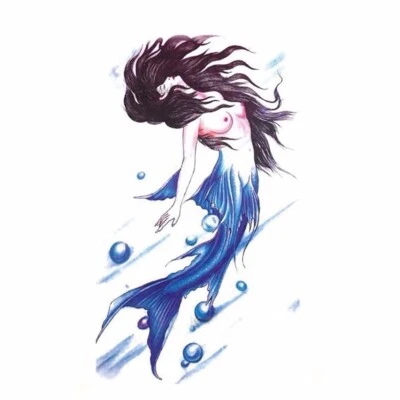 MARKENLOS Tatuaje temporal sirena sirena mujer punk rockabilly una vez impermeable