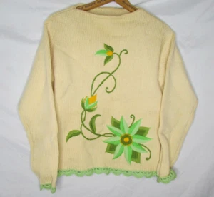 Russ Embroidered Sweater British Crown Colony Hong Kong Small Wool S/M Vintage - Picture 1 of 10