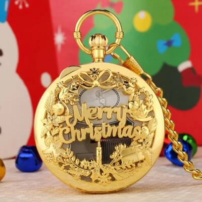 2 In 1 Quartz Musical Movemenet Pocket Watch Music Box Playing Merry Christmas - Image 1 of 4