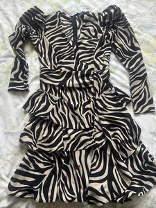 New Look Size 10 Frilly Animal Print V-Neck Short Night Dress Party Wear - Picture 1 of 4