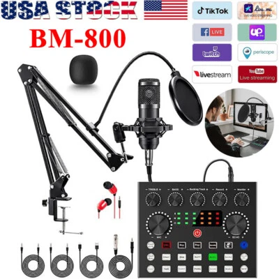 BM-800 Podcast Equipment Bundle Home Studio Recording Kit Music Mixer Microphone - Image 1 of 4