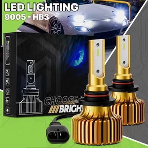 2PC HB3 9005 6500K CSP LED Headlight Bulb High/Low Beam Fog Lamp White Light DRL - Picture 1 of 12