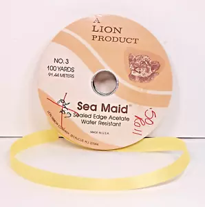 VINTAGE RIBBON ROLL Lion 3 Sea Maid Seald Edge Yellow 41 yds X 5/8” Water Resist - Picture 1 of 4