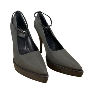 Prada Black Leather Ankle Strap Platform Stiletto Pumps Size 39 1/2 - Picture 1 of 8