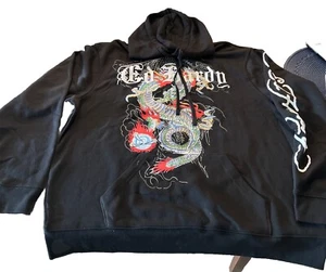 Ed Hardy Japan Dragon Black Pullover Hoodie Herren XL Vorder- und Rückseite Grafik - Bild 1 von 6