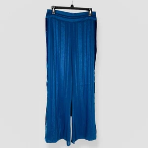 Zeus+Dione Hera Silk Blend Teal Blue Size 40 (US M) Wide Leg Pant Casual Travel - Picture 1 of 8
