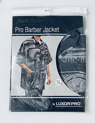 New "Master Barber" Pro Barber Jacket By Luxor PRO - XL BLK/White - Vintage Look