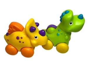 Fisher Price Rolling Clicker grüner Dinosaurier & gelber Dinosaurier - Bild 1 von 2