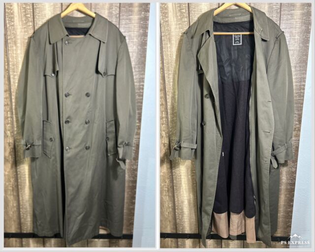 Zip Trench Coat for Tall Men in Black 2XL / Tall / Black