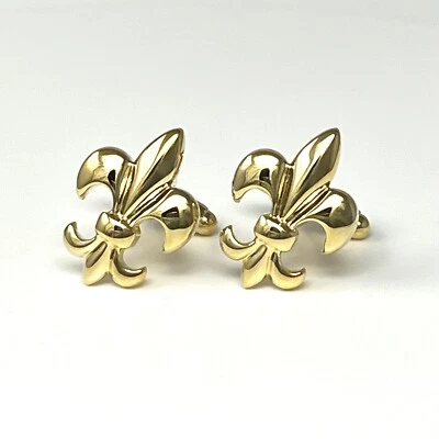 Gemelos Fleur De Lis para Hombre Cumpleaños Boda Regalo Dorado Últimamente Flor Gemelos Foto 1 de 4