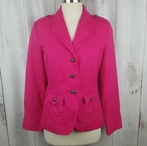 Twiggy Of London Womens Small Hot Pink Jacket Brass Tone Buttons Lined Blazer - Picture 1 of 4