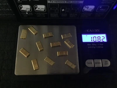 11xBaren Schrott Gold Bar-Gold Recovery geschmolzen,. 11x je 0,88g TOP - Bild 1 von 2